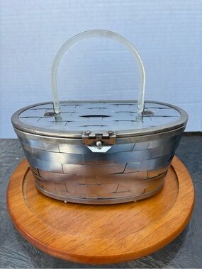 Vintage Silver-Toned Metal Handbag Purse